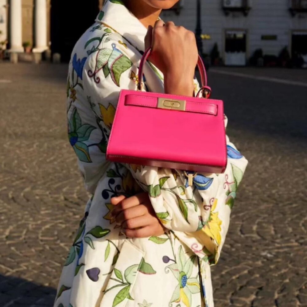 Tory Burch Hot Pink Top-Handle Leather Bag
